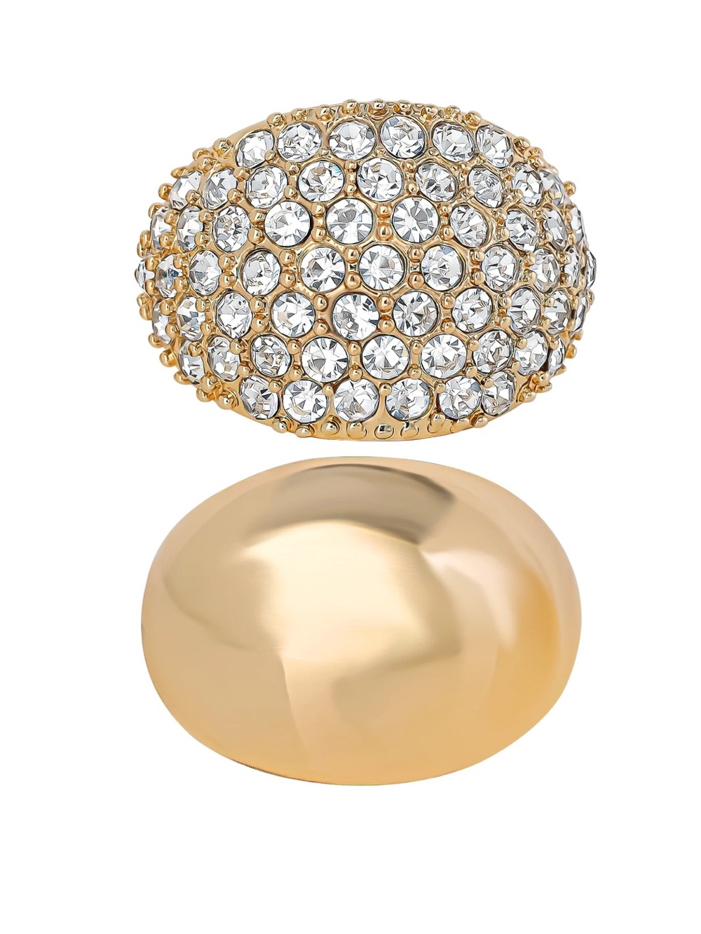 Jessica Simpson 2 Piece Polished Crystal Dome Ring Set Sizes 8 & 9 *NEW*